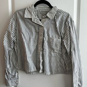 Everlane cropped button down striped medium
